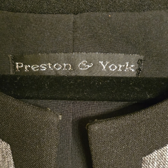 Preston & York Gray and Black Blazer Modern Collarless Design - Picture 2 of 11